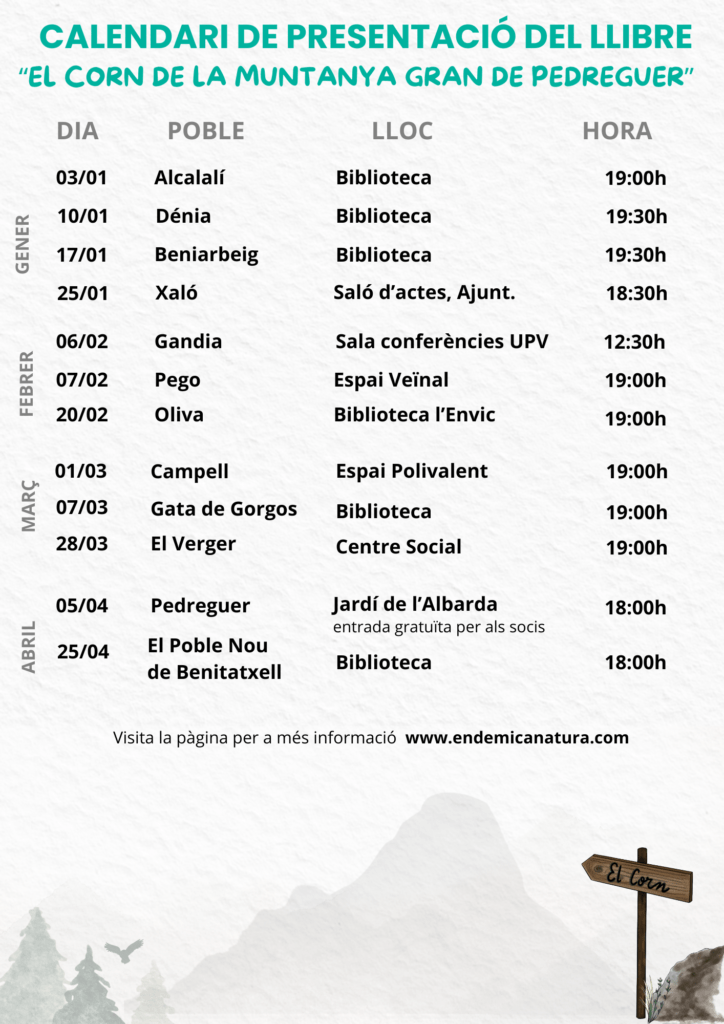 CALENDARI DE PRESENTACIÓ DEL LLIBRE CARTELLS PREU